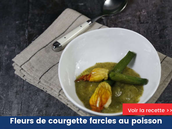 Fleurs de courgette farcies au poisson
